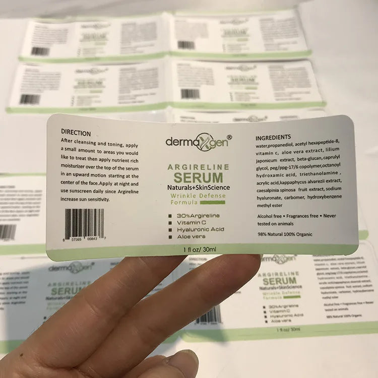 Customized Waterproof Vinyl Health Care Bottle Stikcers with Barcode Printed Matte Self Seal Packaging Labels for Plastic Jars