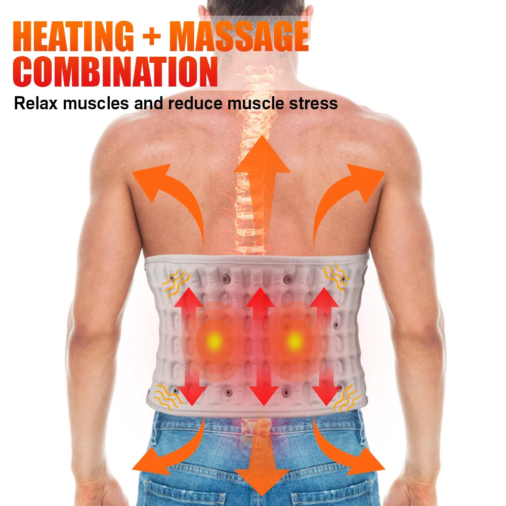 PASTSKY Rechargeable Heating Waist Back Massage Belt With LED Light