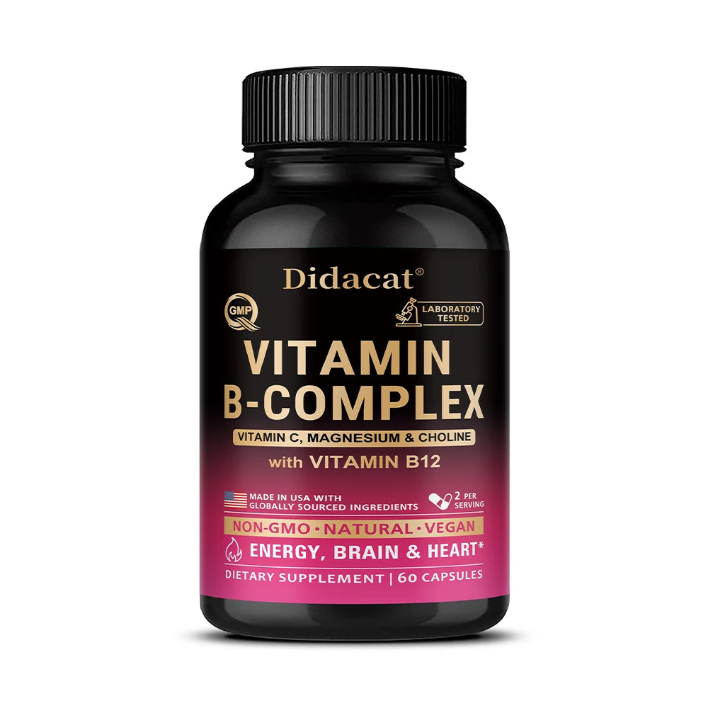 Vitamin B Complex with Vitamin C, Choline & Inositol, Support Energy Metabolism, Nerve Health, Cardio Wellness & Immune Defense
