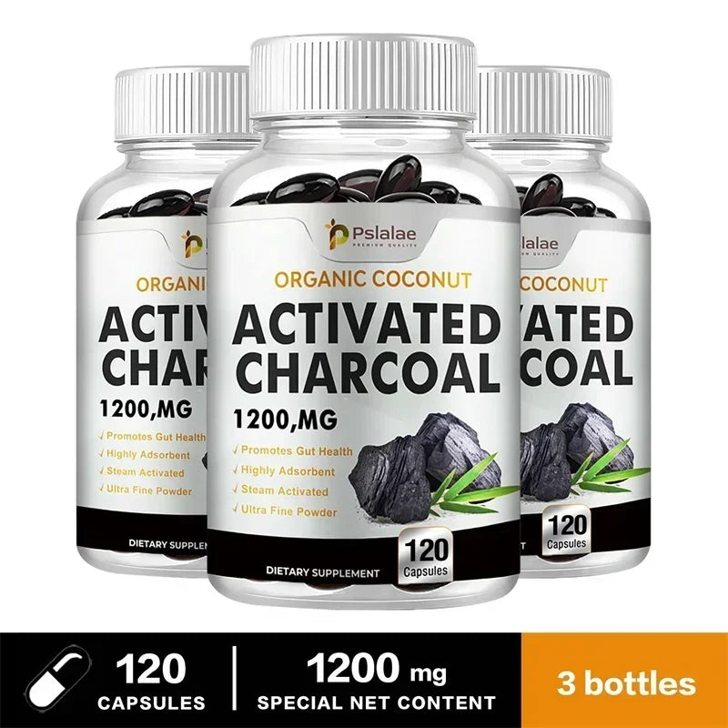 Activated Charcoal Capsules 1200 Mg - Supports Intestinal Health, Digestive Health, Relieves Bloating, and Improves Immunity