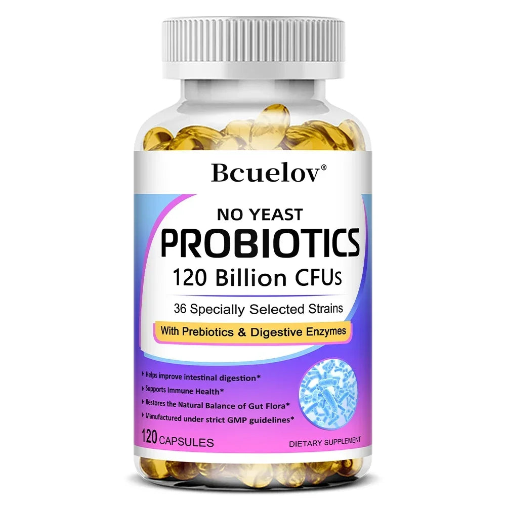 Probiotics 120 Billion CFU with Prebiotics & Digestive Enzymes, Supports Digestion, Gut Flora, Bloating Relief & Immune Health