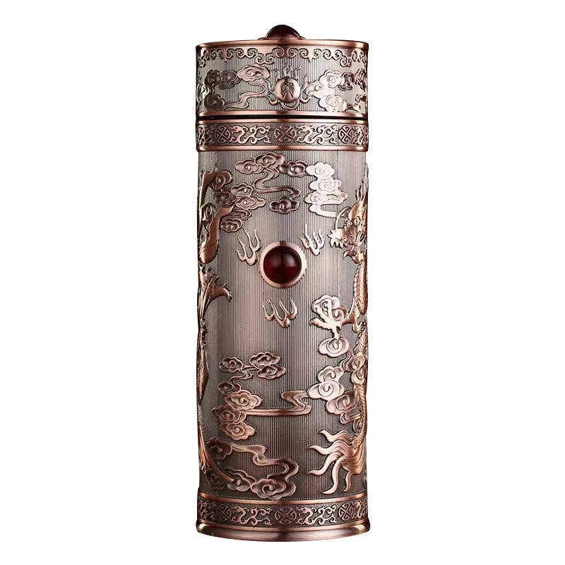 350ML Thermos Cup,999 Silver Plated Inner Liner,Dragon And Phoenix Pattern,Health Care Antibacterial,Gift,High-end Water bottle