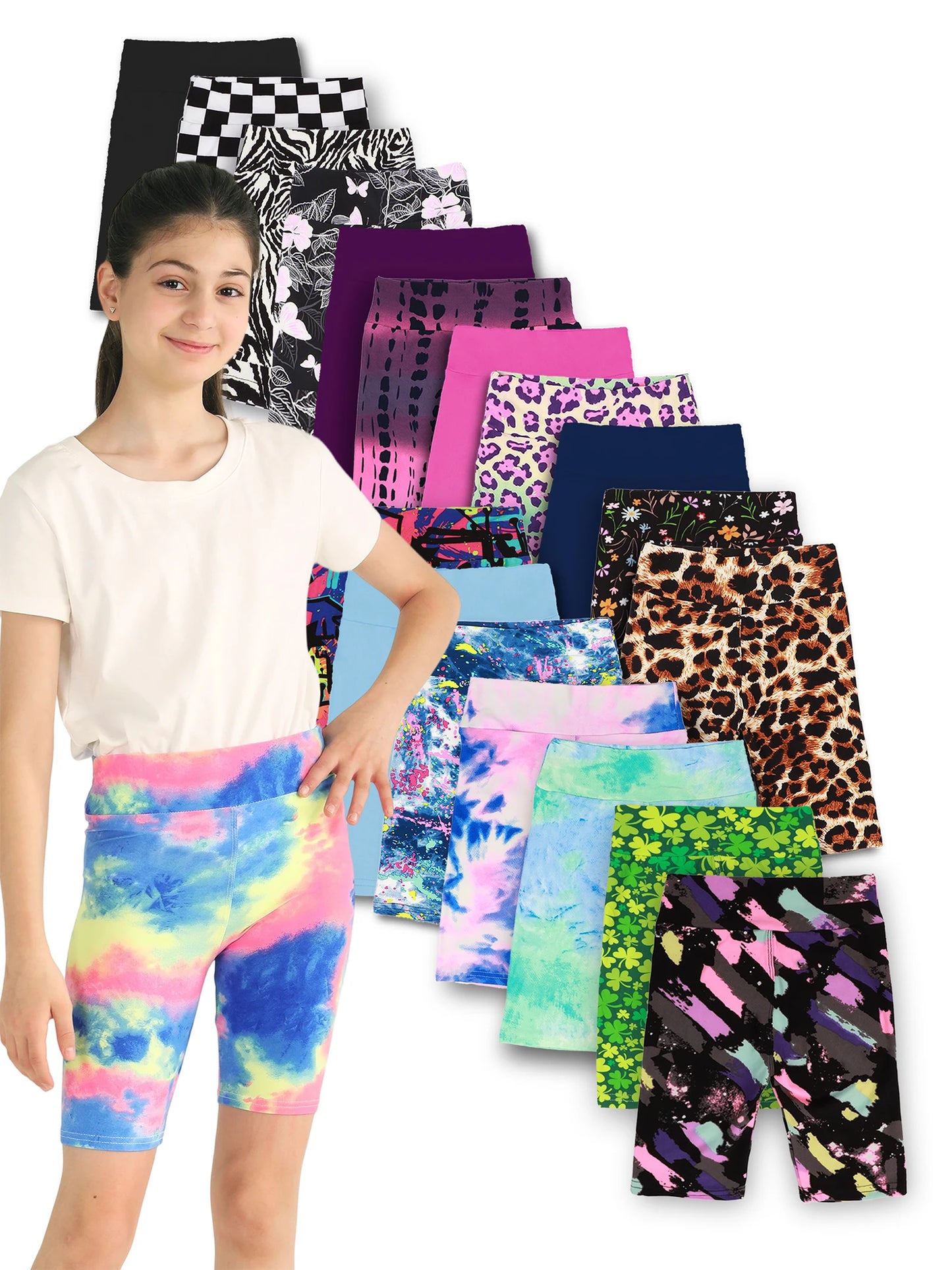 Girls Yoga Band Soft Stretch Bermuda Shorts High Waist Leggings