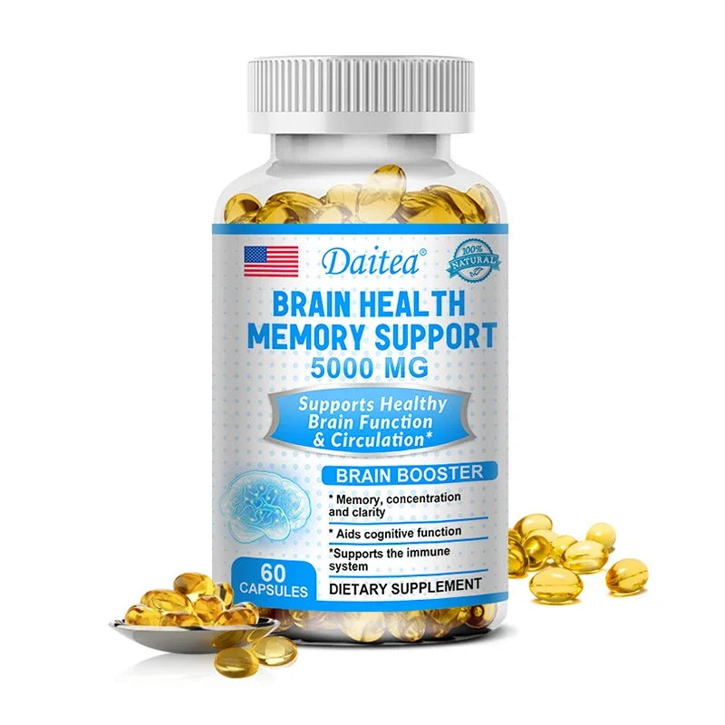 Brain Health Nootropic Capsules 5000mg, Boost Memory Focus & Clarity, Cognitive Function & Blood Circulation, Mental Performance