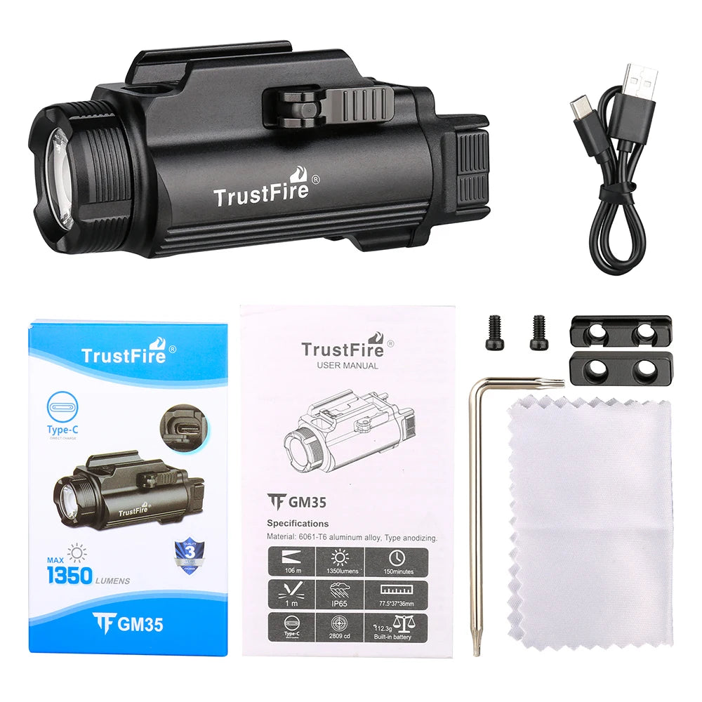TrustFire GM35 Tactical LED Flashlight for Handgun Rail 1350 Lumens