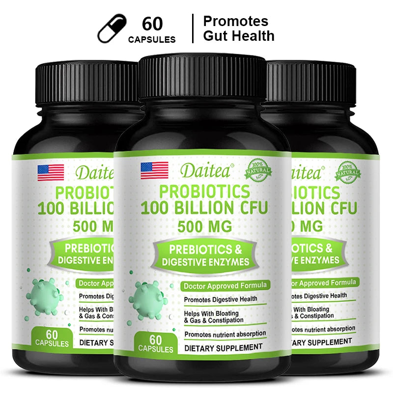 Probiotics 100 Billion CFU with Prebiotics & Digestive Enzymes, Gut Health, Digestion, Bloating Relief & Immune Support
