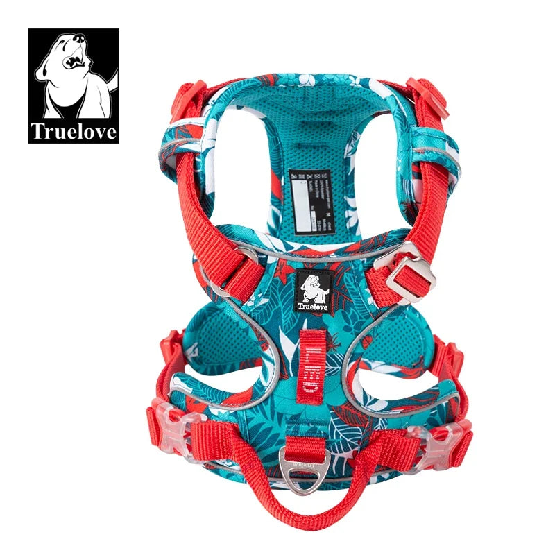 TRUELOVE Reflective Nylon Dog Harness No Pull Adjustable All Breeds