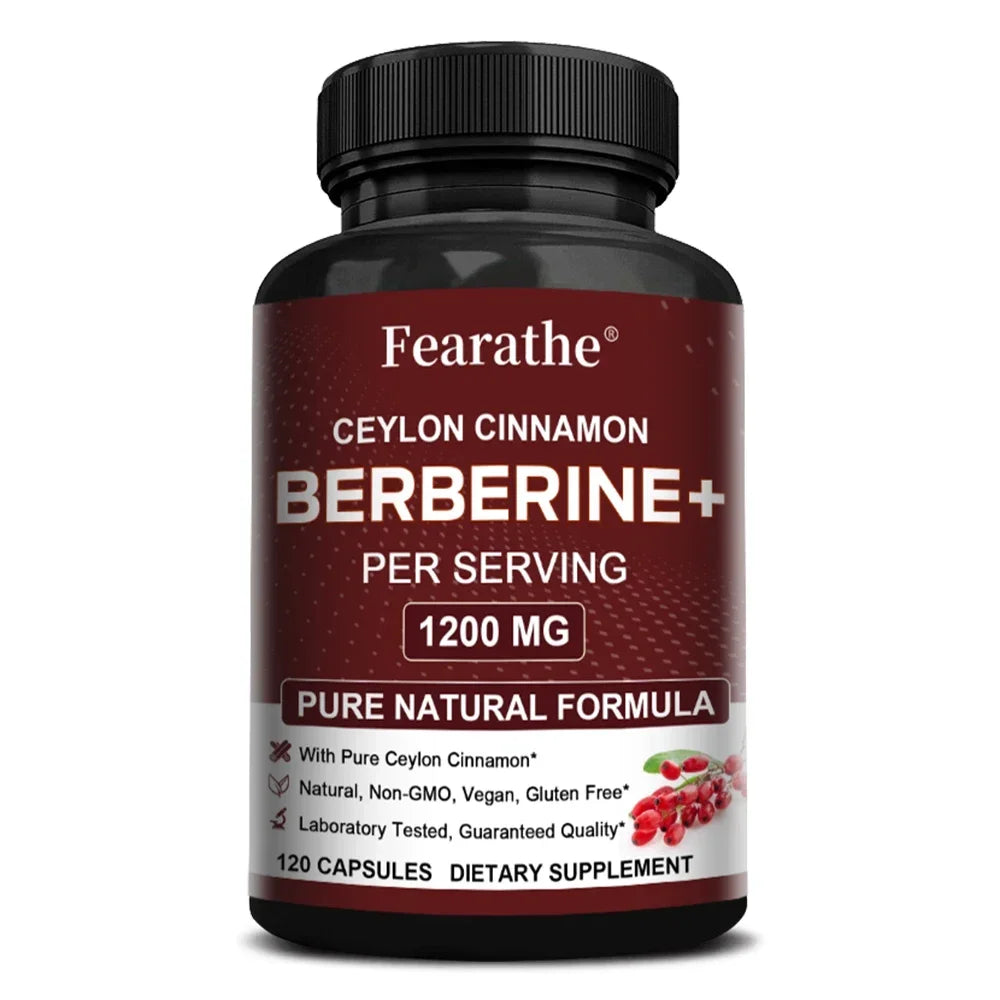 Berberine HCI & Ceylon Cinnamon Capsules, Support Cardiovascular, Gastrointestinal, Liver, Immune Health & Metabolic Balance