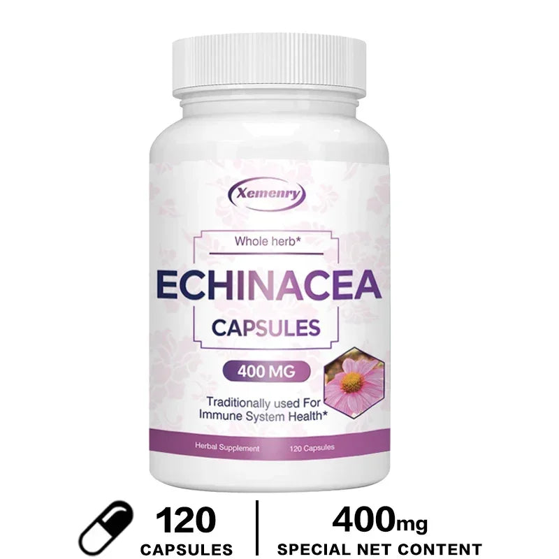 Echinacea Capsules 400 Mg - Supports Immune and Respiratory Health and Reduces The Length of Colds Supplement