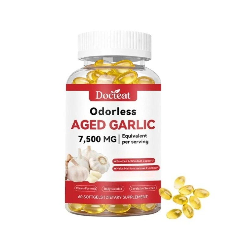 Odorless Aged Garlic Extract 7500mg 60 Softgels, Ajo Envejecido Supplement, Antioxidant & Immune Support, Daily Garlic Softgels