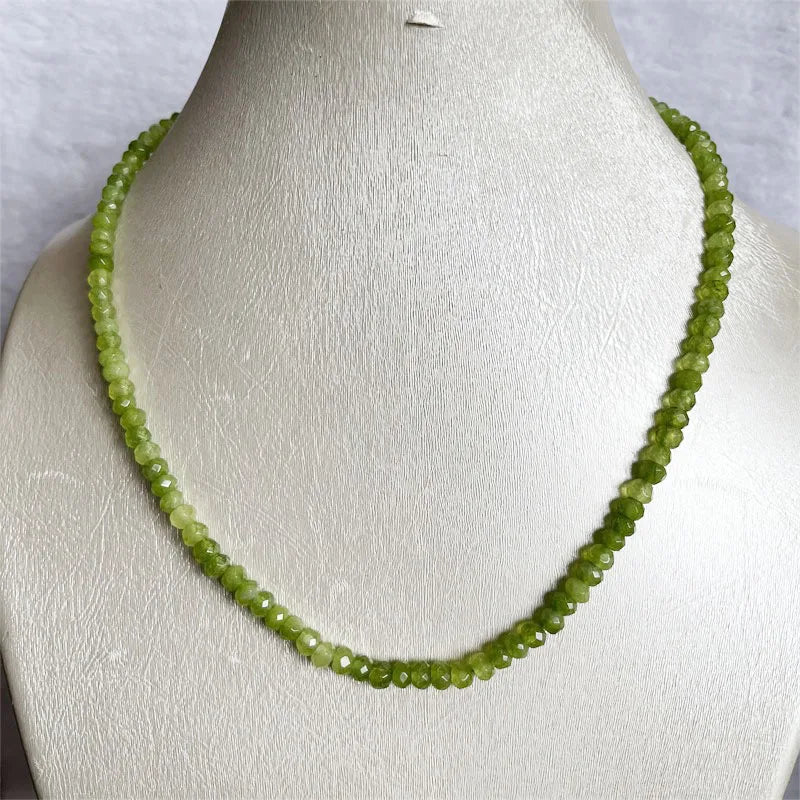 4*6MM Faceted Peridot Necklace Power Olivine Natural Stone Jewelry Dance Health Care Gemstone Protection Healing Yoga Customize