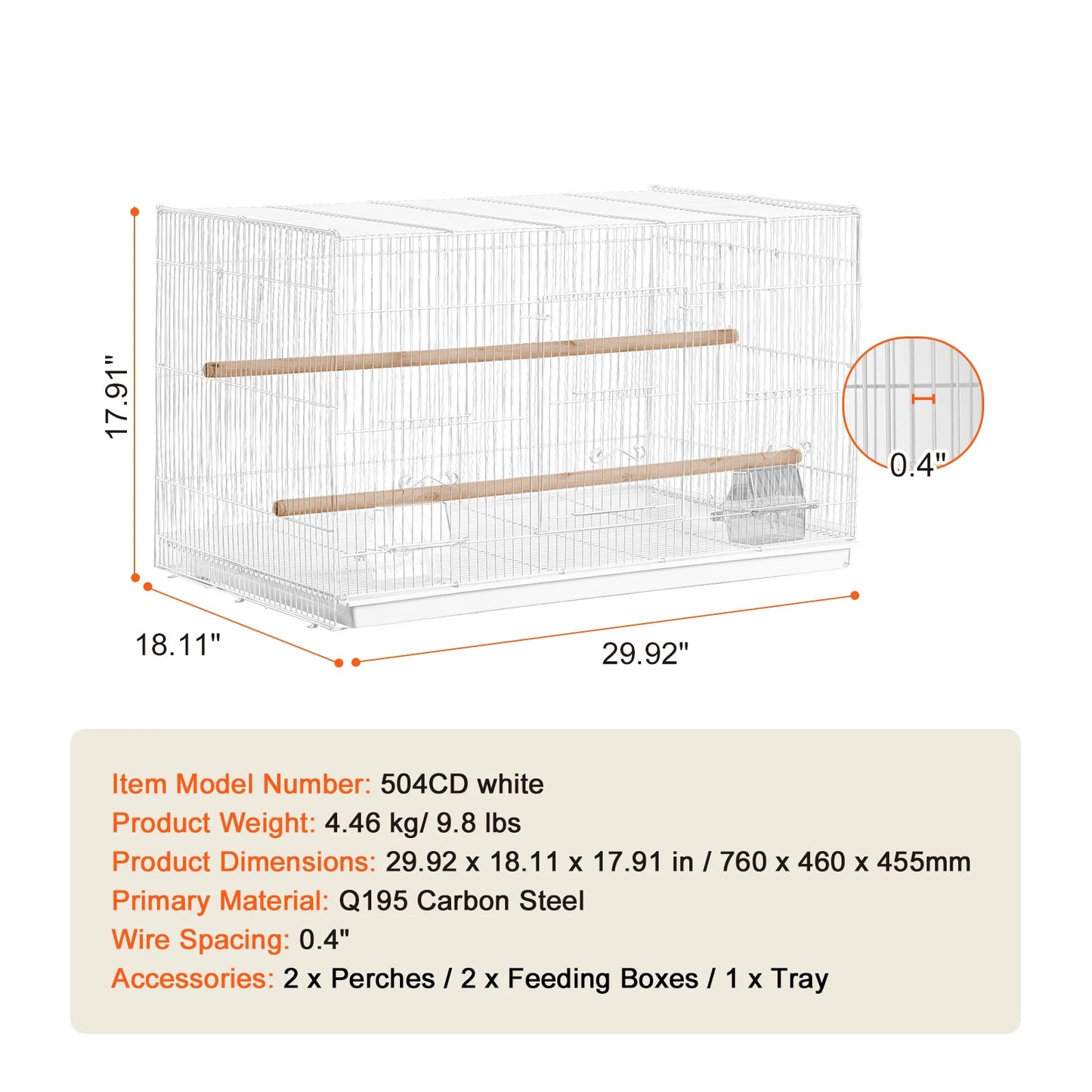 Small Bird Cage With Divider And Handle For Travel
