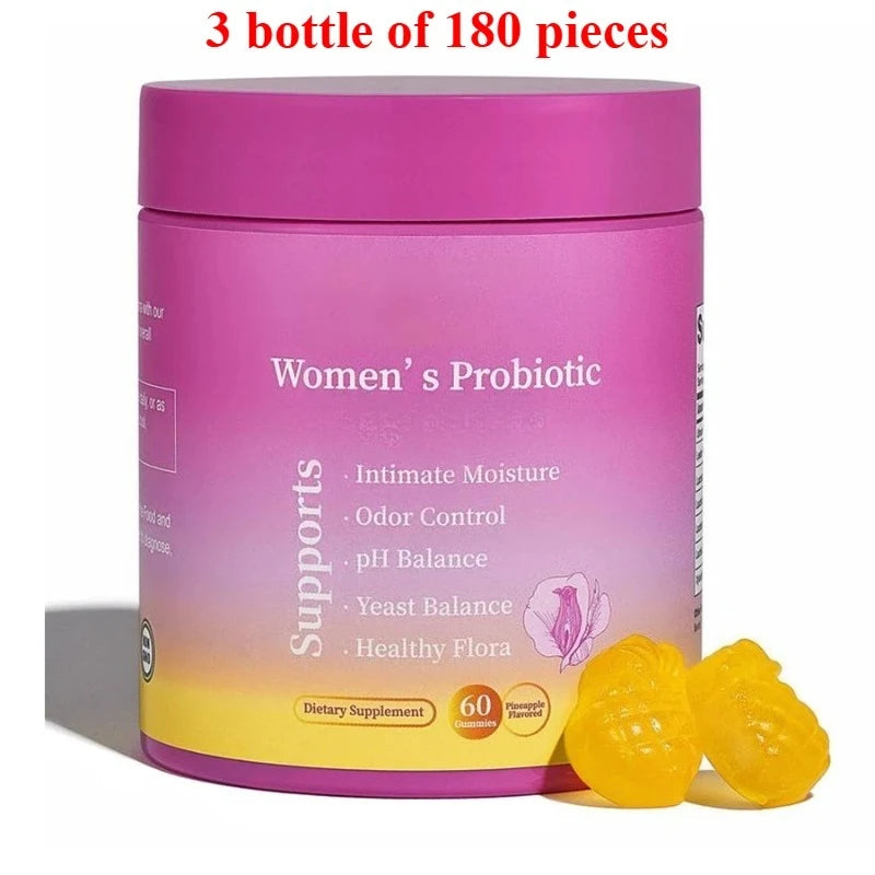 Probiotic Gummies with Prebiotics Slippery Elm + XOS Women's Daily Gut Health Digestive Support Sugar Free Supplement 60 Count