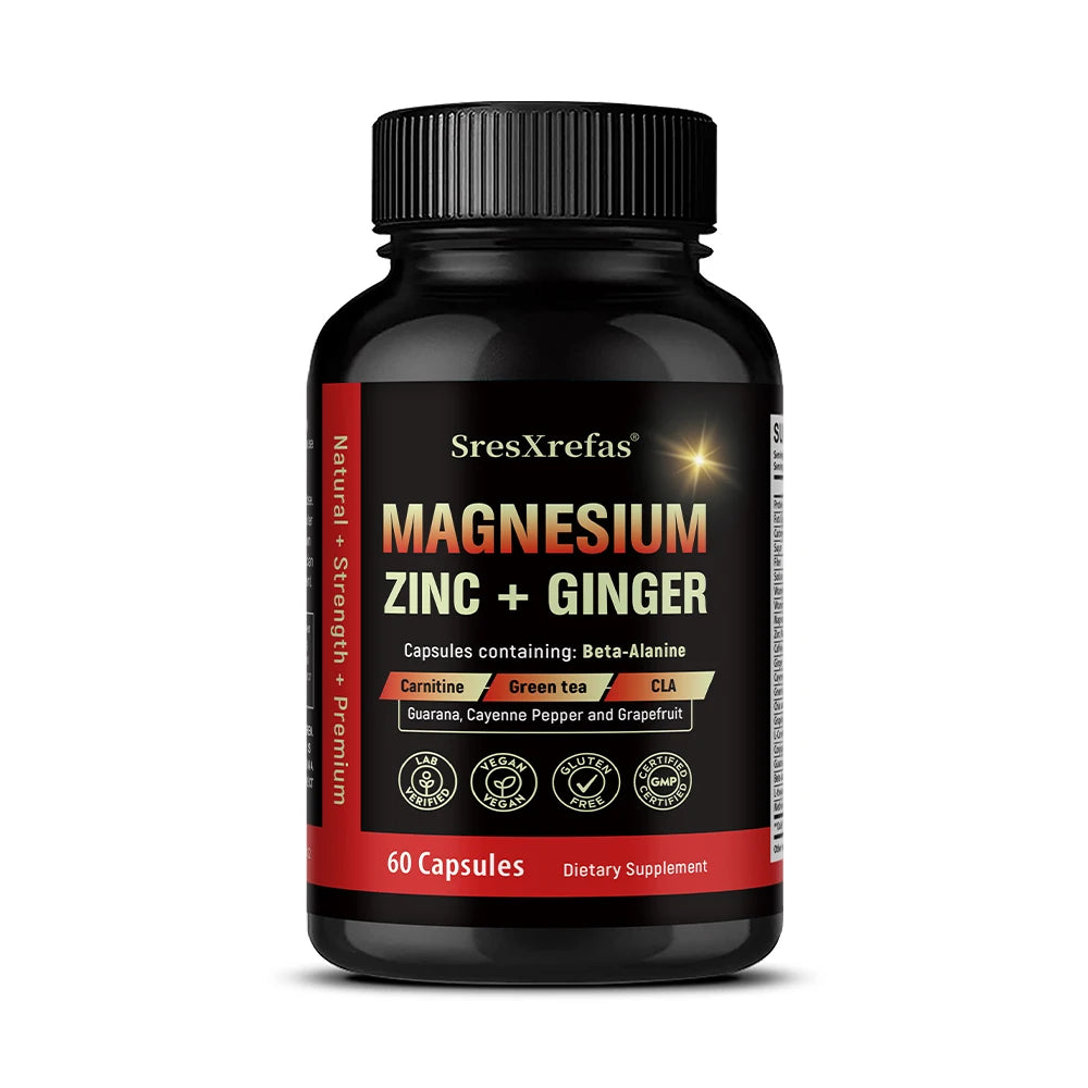 Magnesium + Carnitine + Zinc Capsules - Vitamin B Complex, Supports energy health, Improves muscle strength, Balances metabolism