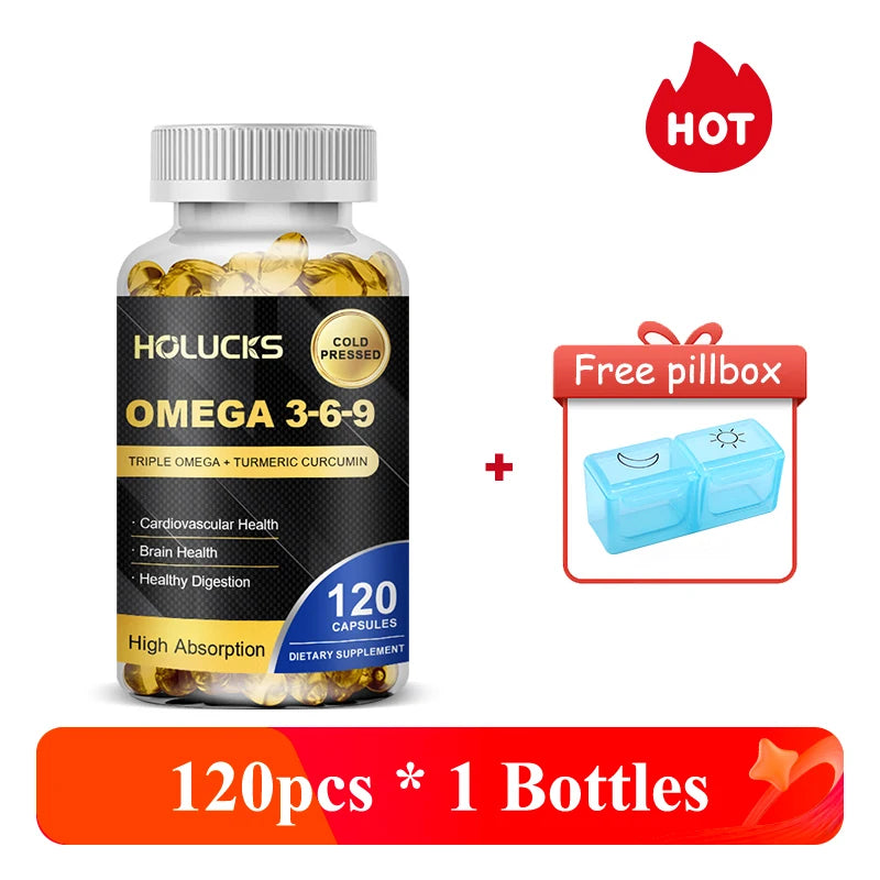 Omega 3 6 9 Fish Oil Capsules, High EPA DHA Formula, Maintain Cardiovascular Health, Support Brain Memory Joint Care, for Adult