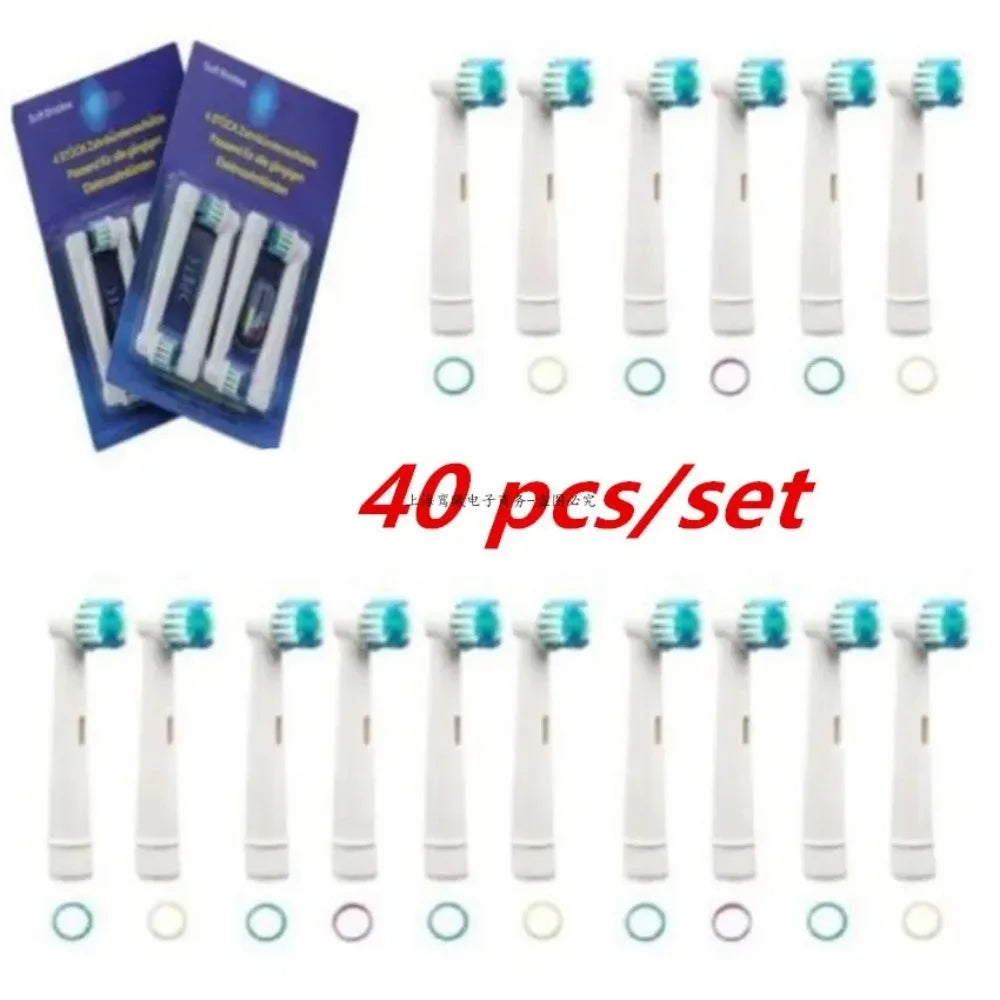 40pcs Replacement Brush Heads for Oral-B Electric Toothbrush Fit Advance Power/Pro Health/Triumph/3D Excel/Vitality