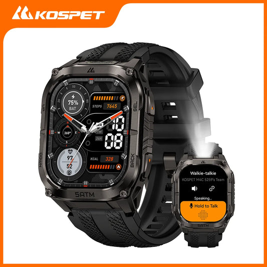 KOSPET TANK M4C Advanced GPS Smartwatch for Men MIL-STD-810H Tough 5ATM Waterproof Integrated Flashlight & Health Tracking