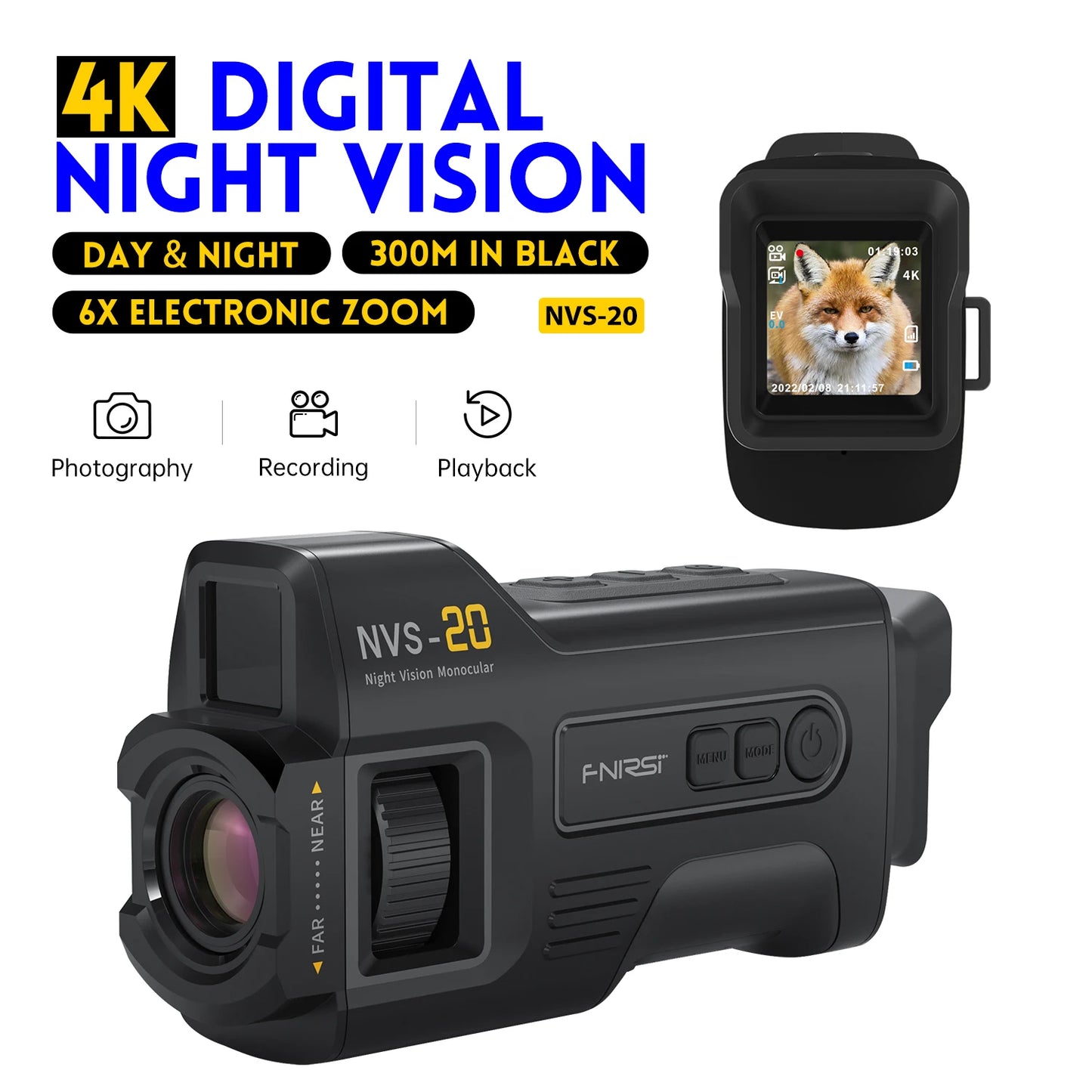 FNIRSI NVS20 4K HD Night Vision Monocular With 6X Digital Zoom