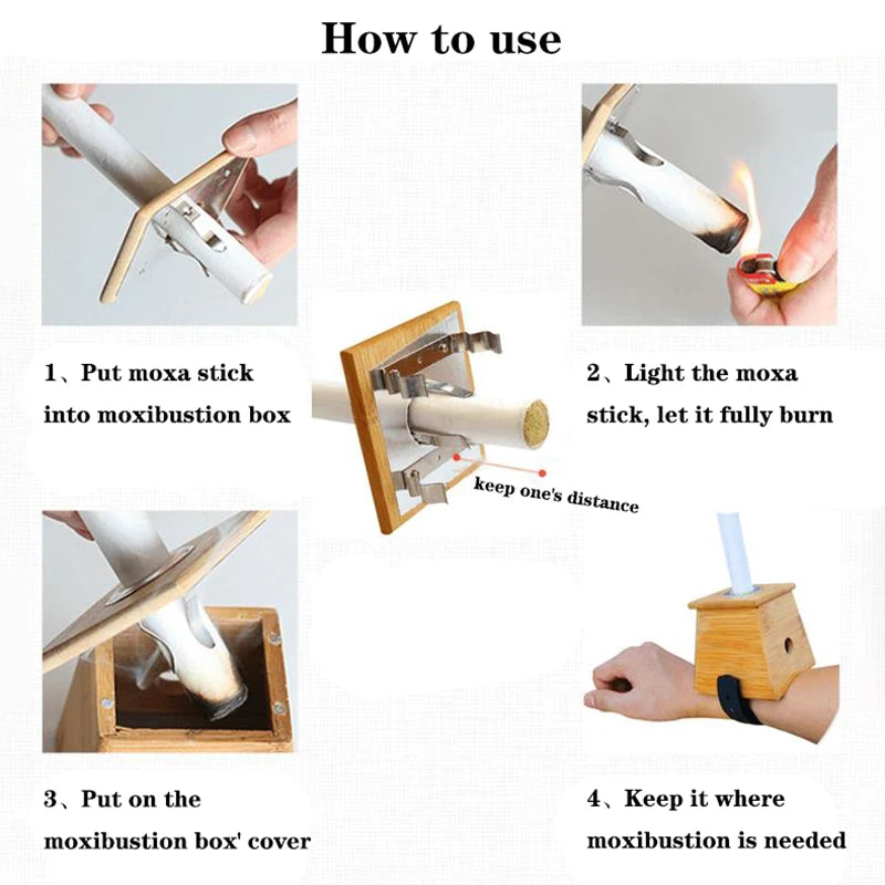 Moxibustion Box Nature Bamboo Burner Warm Acupuntura Massage Wellness Moxa Stick Body Acupoint Massager Relieve Pain Body Care