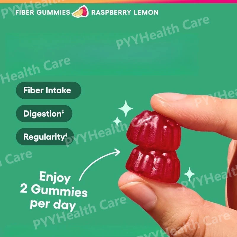 Fiber Gummies for Digestive Health and Regularity - Raspberry Lemon Flavor  Natural Chicory Root Prebiotic Fiber - Daily Gummy