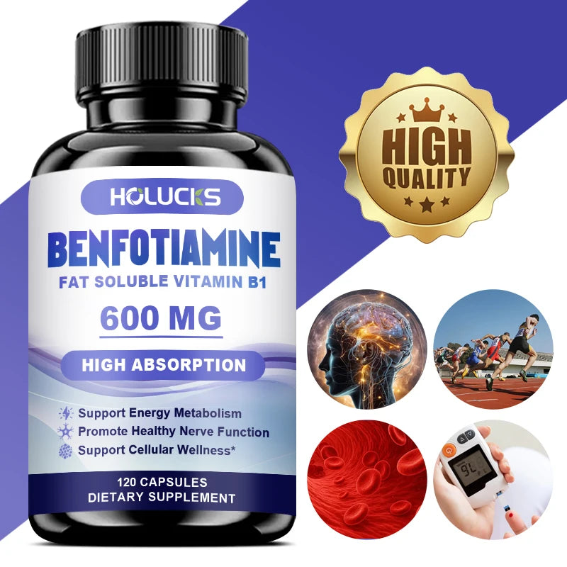 Benfotiamine Capsules, Help Maintain Healthy Glucose Metabolism, Support Nerve Health, Cellular Protection, Antioxidant Defense