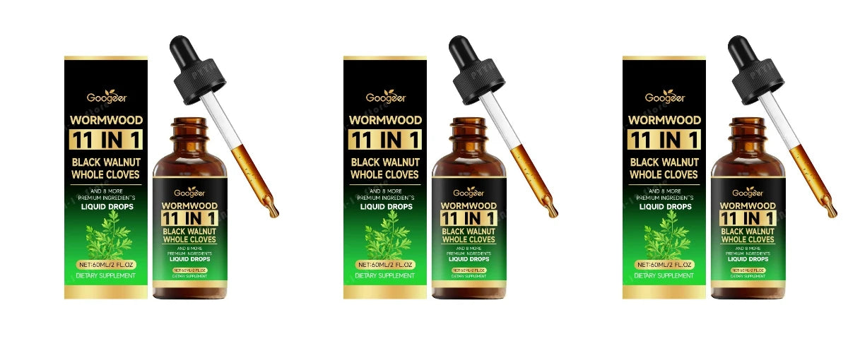 Wormwood 11 in 1 Liquid Drops - Black Walnut & Whole Cloves with Berberine, Turmeric for Gut Health & Digestive Support, 60ml