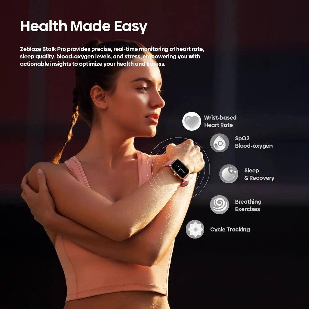 New Zeblaze Btalk Pro Voice Calling Smart Watch 1.91''HD Big Display Screen 300+ Custom Watch Faces Health Tracking Smartwatch