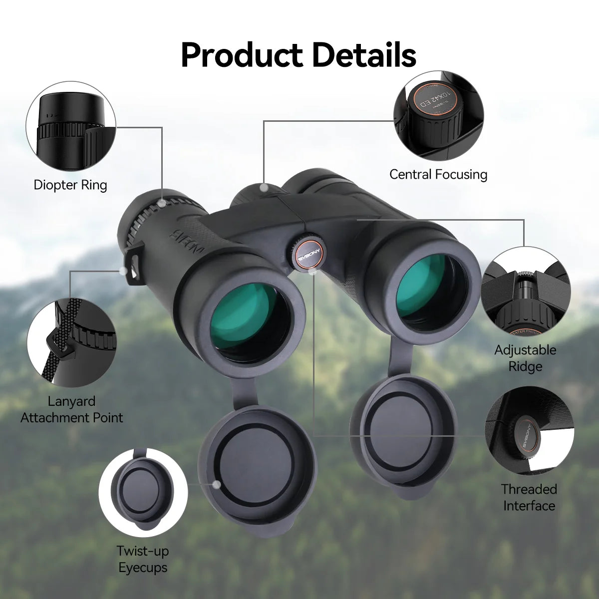 Svbony SV202 Upgraded ED Binoculars Wide Field IPX7 Waterproof Fogproof