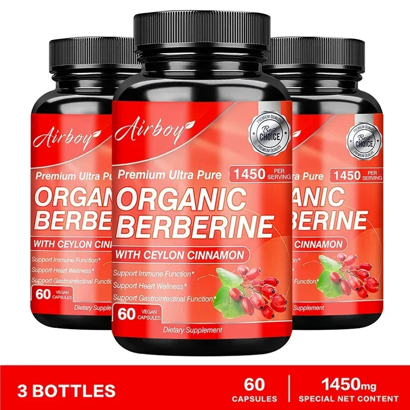 Berberine Capsules - with Ceylon Cinnamon - Blood Sugar Balance, Cardiovascular Health, Aid Digestion, Promote MetabolismSupplem