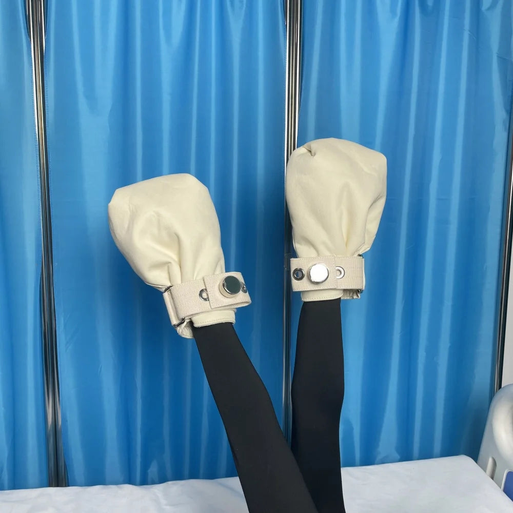 Medical Restraint Gloves Cruled Fist Anti-extubation Anti-self-harm Protective Mitts Patient Hand Restraint Gloves for Hospital