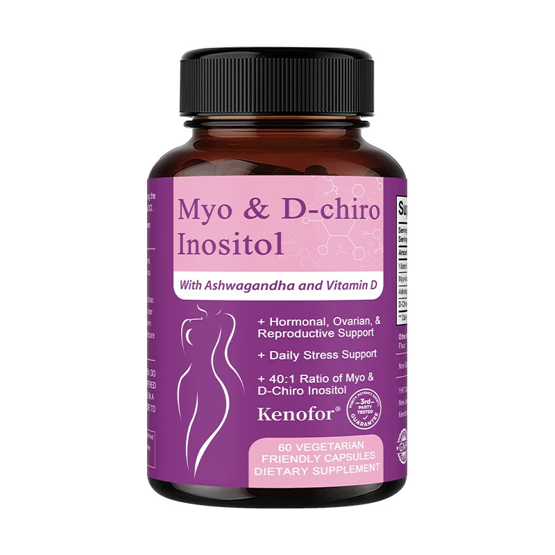 Inositol & Ashwagandha Capsules, Myo-Inositol with Vitamin D3, Ovarian & Hormone Balance, Nerve Health & Blood Sugar Support