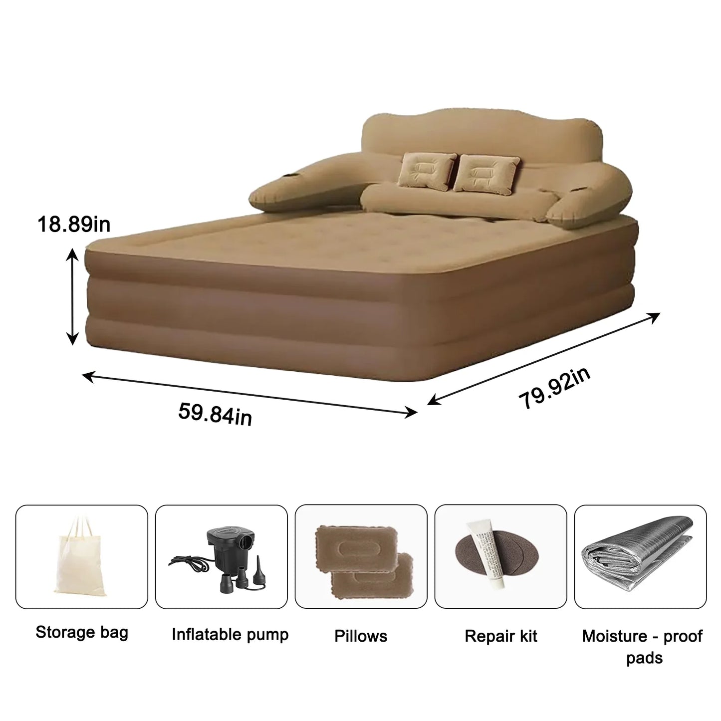 Two Person Built In Pump Camping Mattress PVC Inflatable Thickened