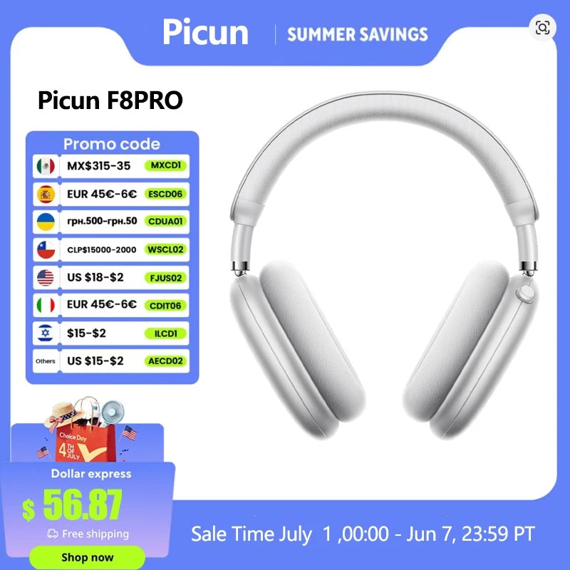 Picun F8 Pro ANC Wireless Headphones With 3D Spatial Audio