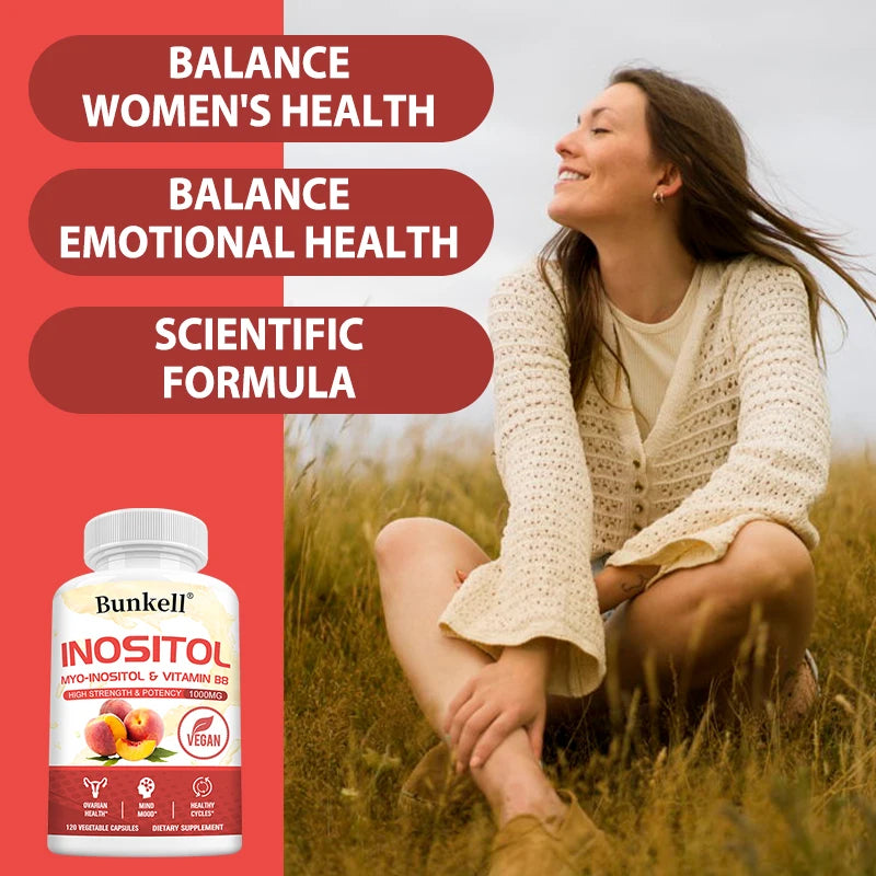 Inositol 1000mg Capsules - Fat Metabolism, Liver Health, Ovarian, Immune System Support, Skin Balance & Hair Growth Supplement