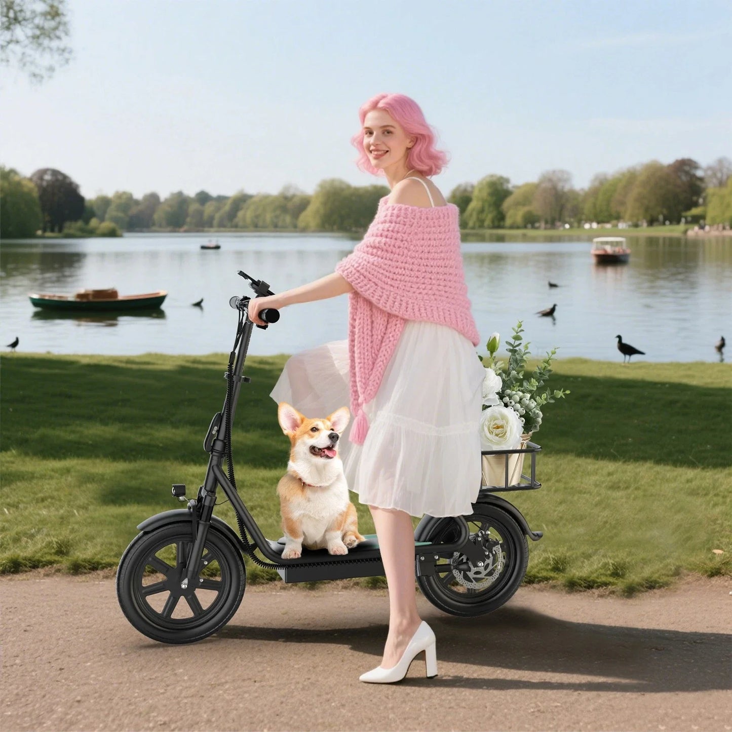 Electric Scooter With Seat For Adults 500W 48V 10.4Ah Battery 28 Miles