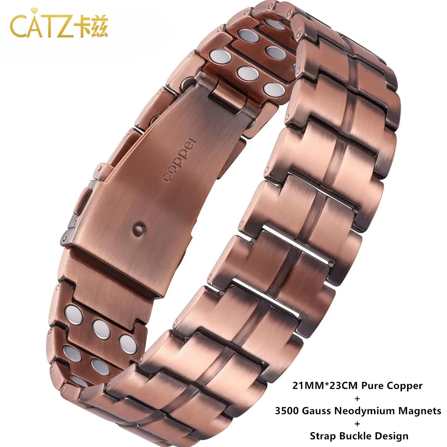 Premium Copper Bracelet for Men  Health with Grid Pattern Design Magnetic Wristband Jewelry Gifts