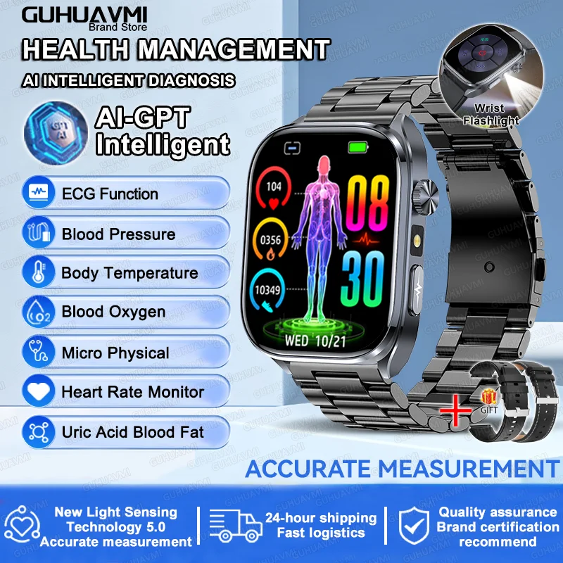 2026 New AI Health Care Accurate detection ECG SmartWatch Blood Pressure lipids Uric Acid Analysis Bluetooth Call Smart Watches