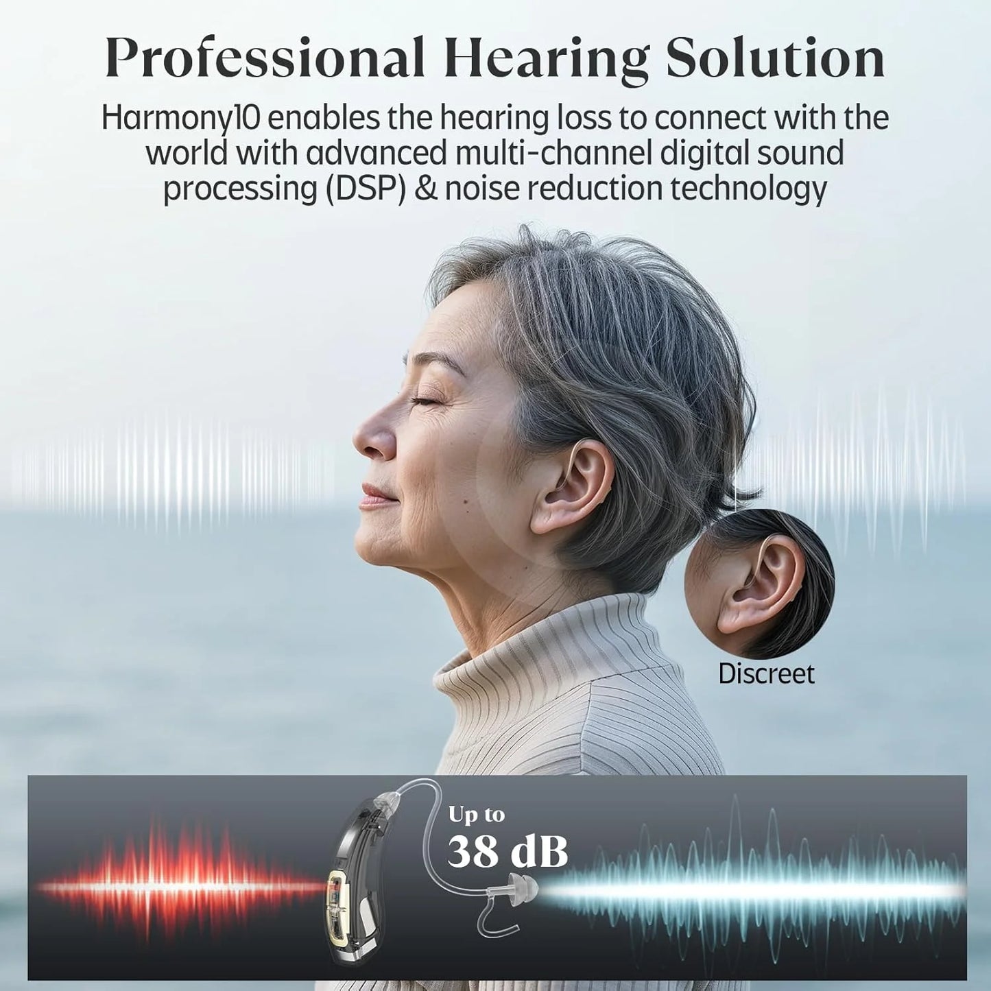 HearingUnion Bluetooth Hearing Aids Rechargeable with Noise Cancellation