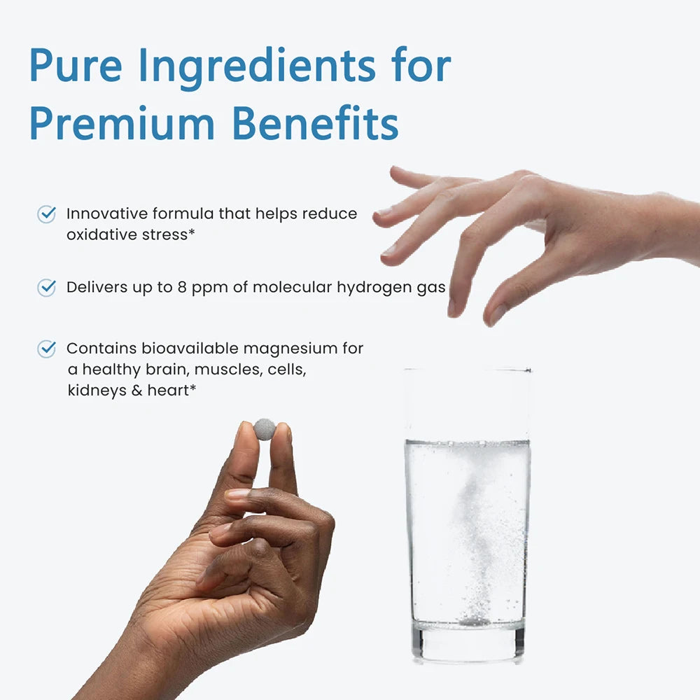 H2 - Tablets Molecular Hydrogen Tablets, 60 Servings, Supports Brain Health, Cognitive Function with Elemental Magnesium