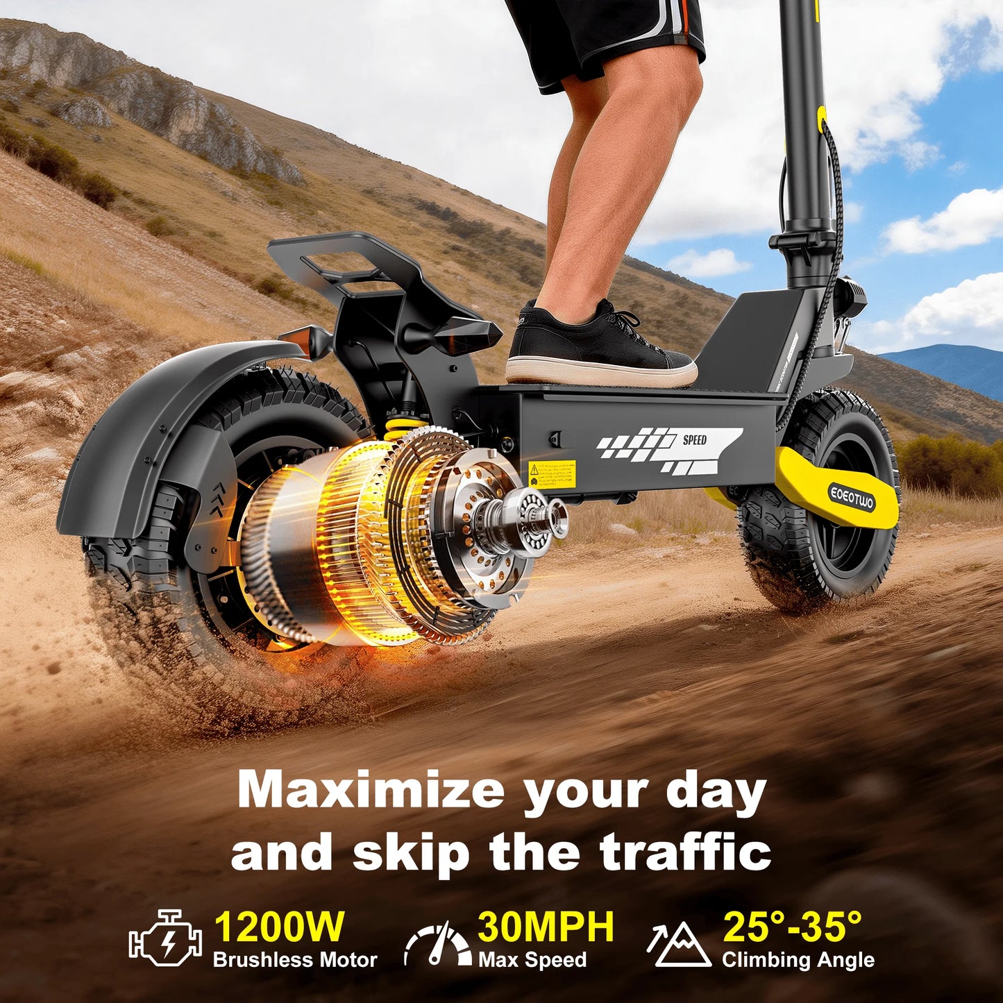 EOEOTWO 1200W Off Road Electric Scooter For Adults 48V