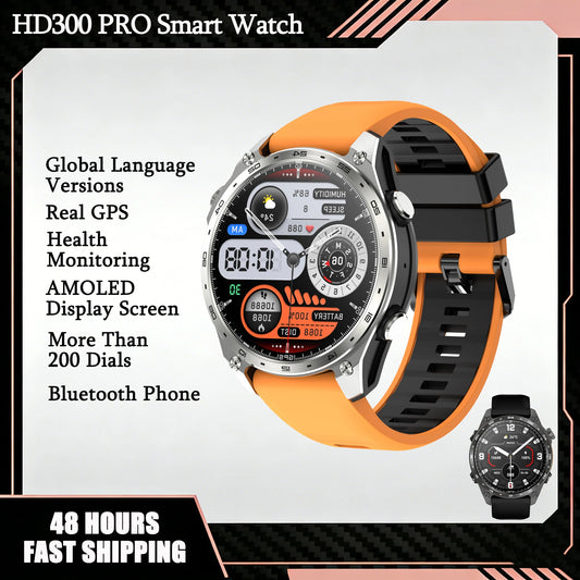 GPS Smart Watch for Outdoor HD300Pro Sports Watch Offline Map 5.4Bluetooth Call Waterproof Health Travel Diving Smartwatch