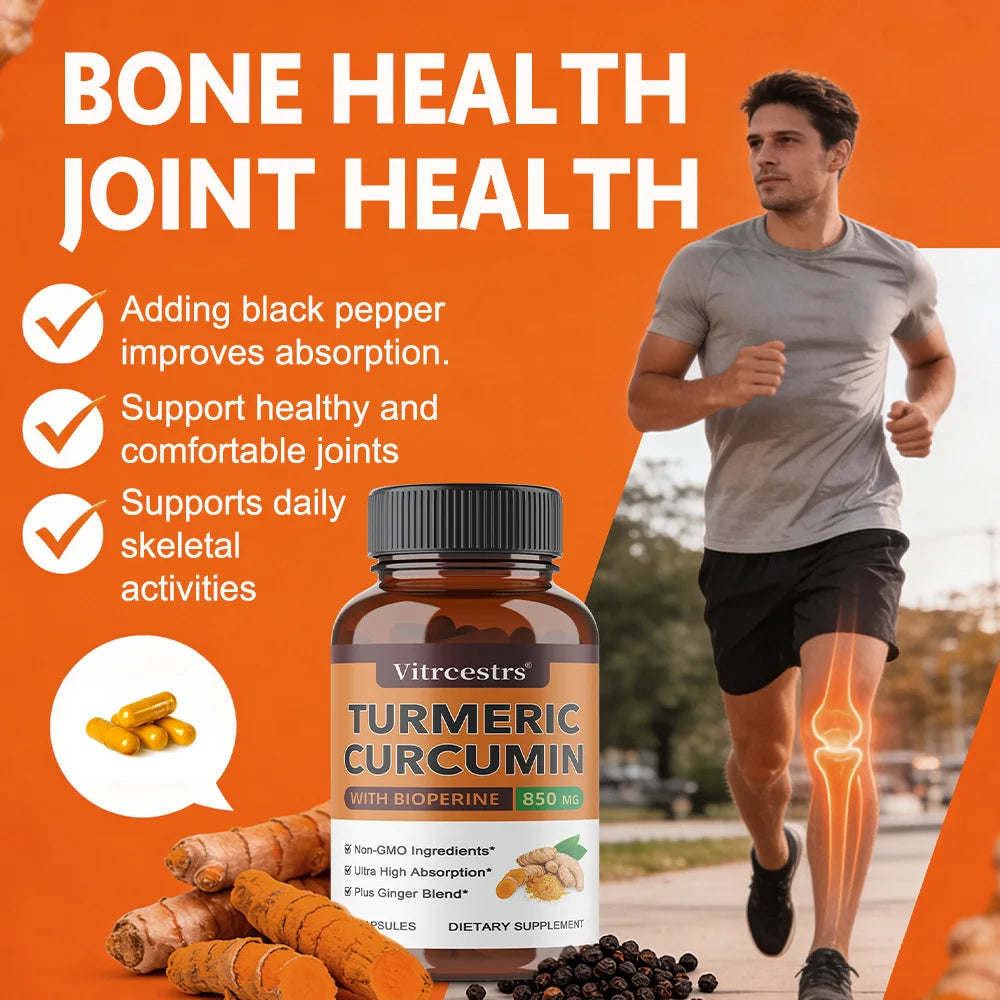 Organic Turmeric Curcumin, High Absorption Joint Bone Brain & Cardiovascular Support, Antioxidant & Digestive Health Supplement