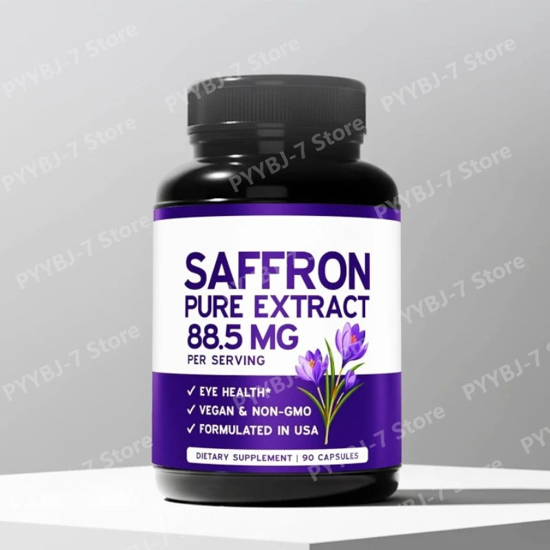 Saffron Extract Capsules 90 Count for Mood Energy and Eye Health Support Vegan Non GMO Gluten Free Dietary Supplement