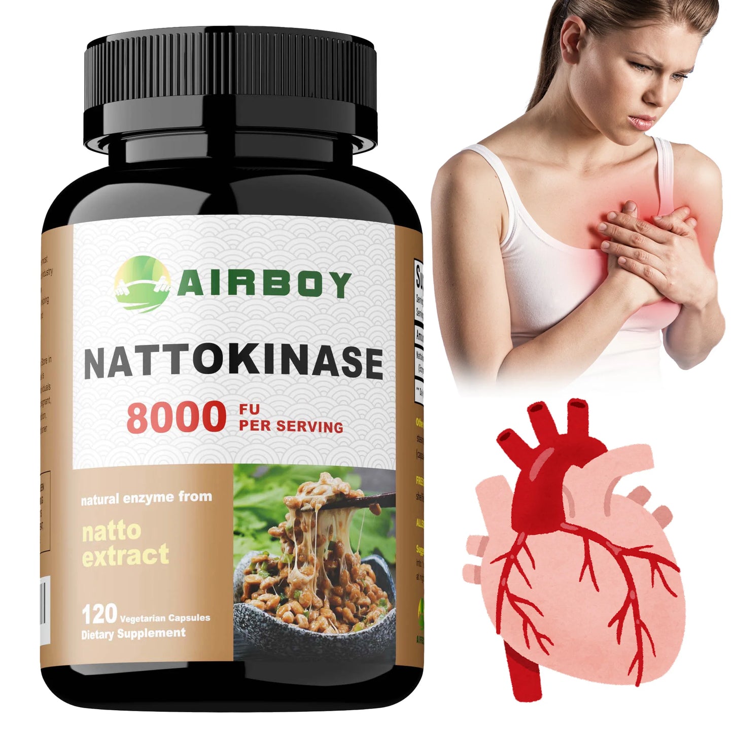 Nattokinase - Beauty and Skin Care, Promotes Blood Circulation, Maintains Blood Pressure Balance, Supports Heart Health