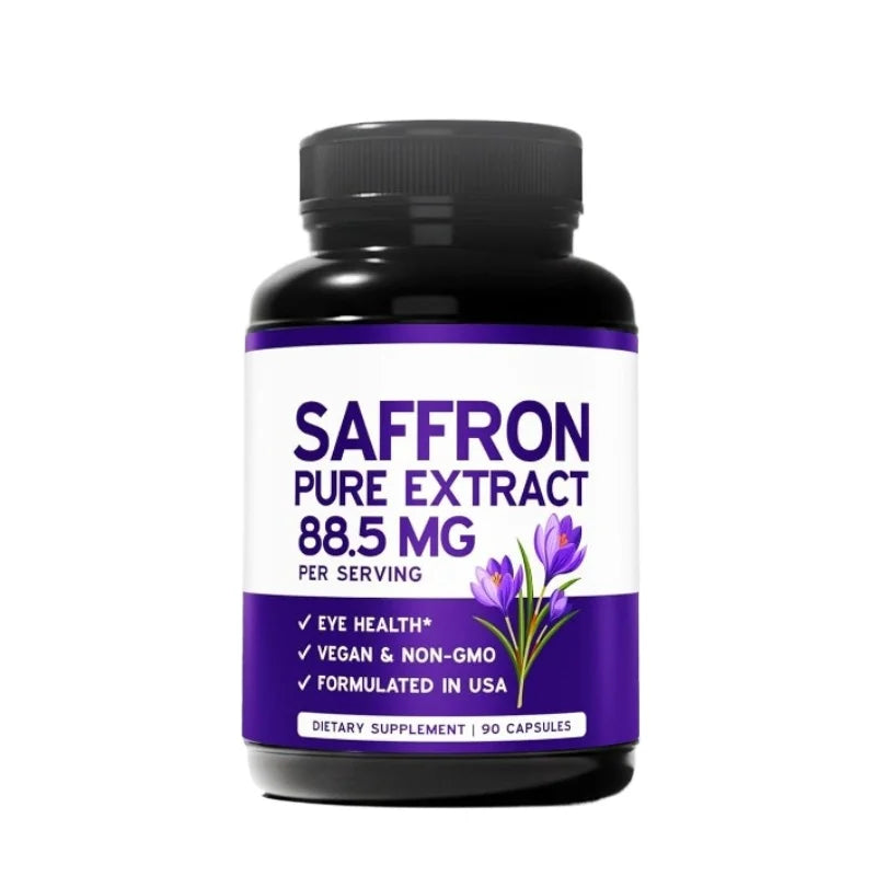 Saffron Extract Capsules 90 Count for Mood Energy and Eye Health Support Vegan Non GMO Gluten Free Dietary Supplement