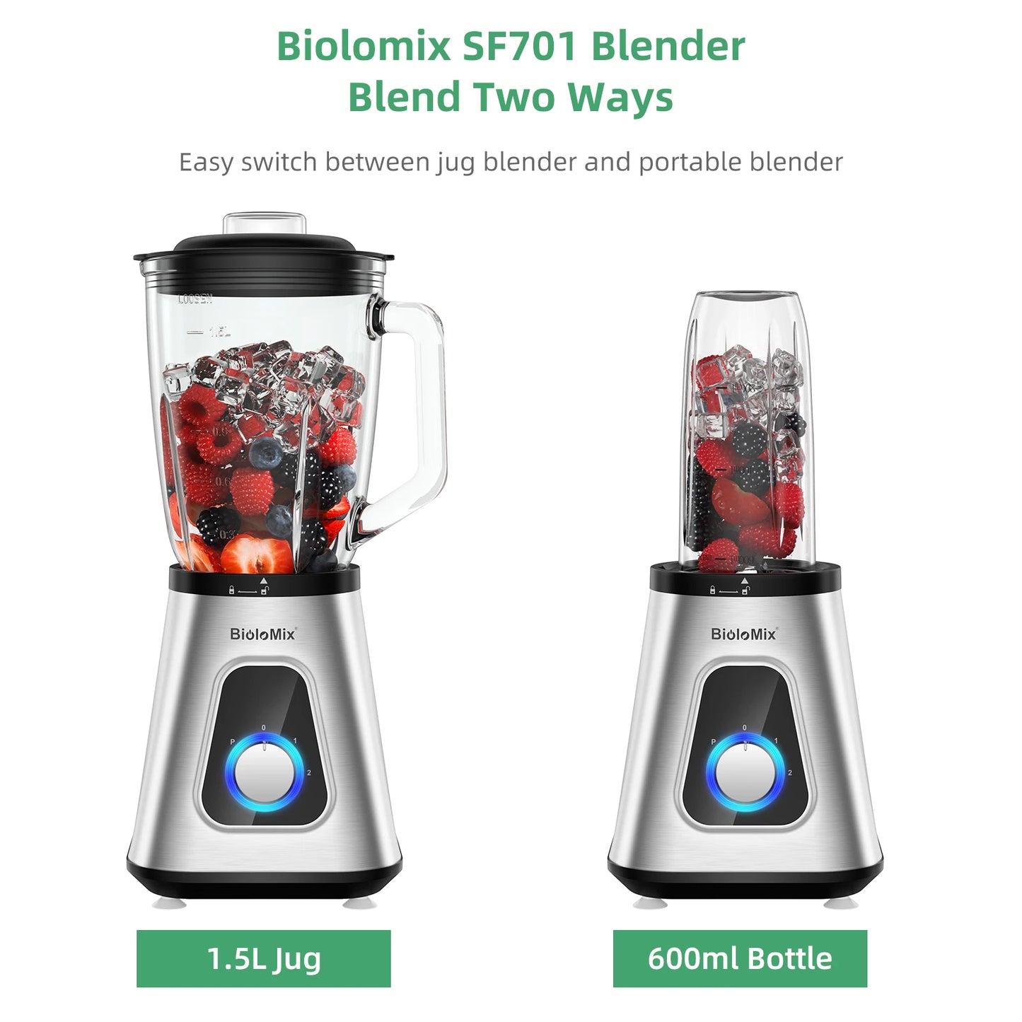 Biolomix 1300W Blender For Smoothies Frozen Drinks And Sauces