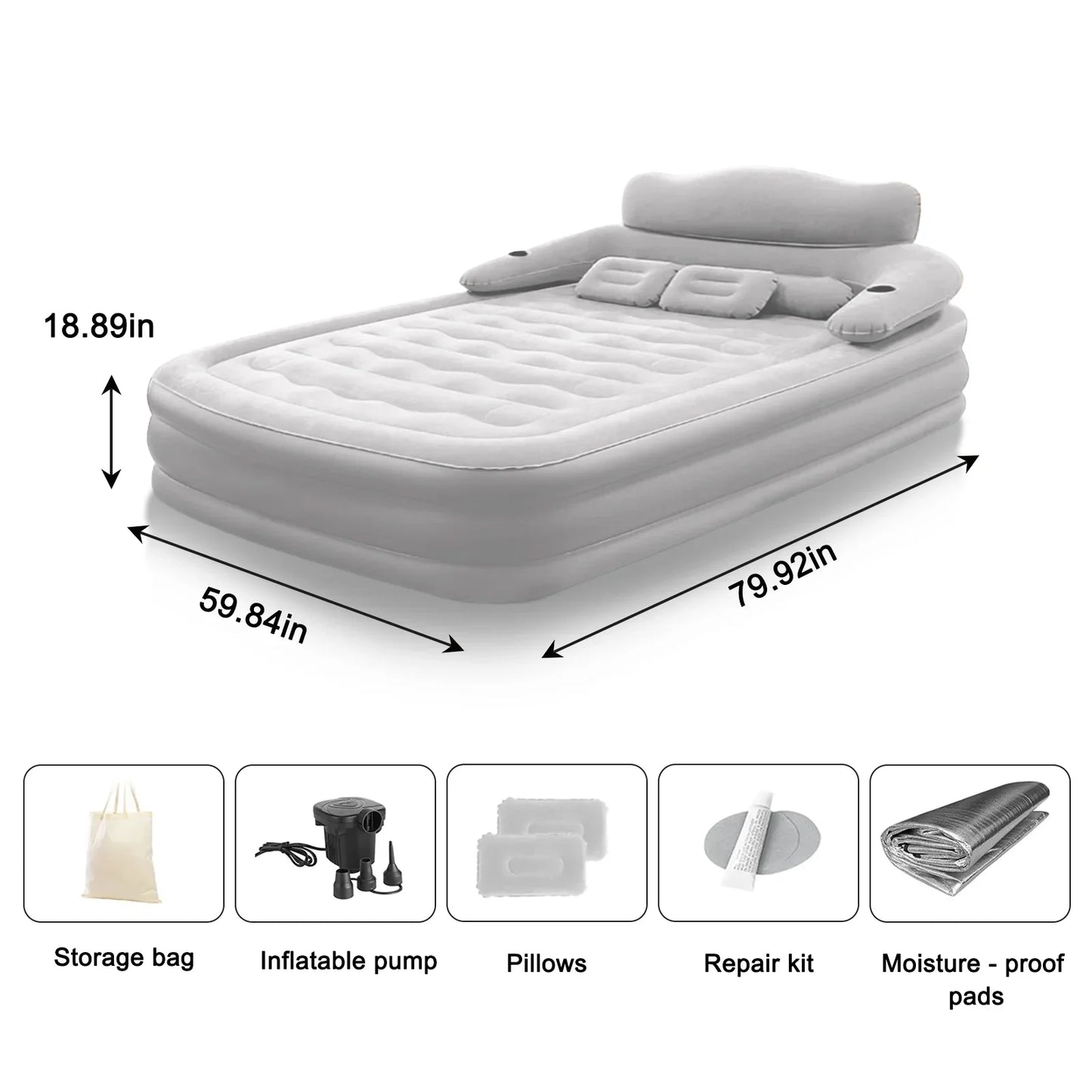 Two Person Built In Pump Camping Mattress PVC Inflatable Thickened