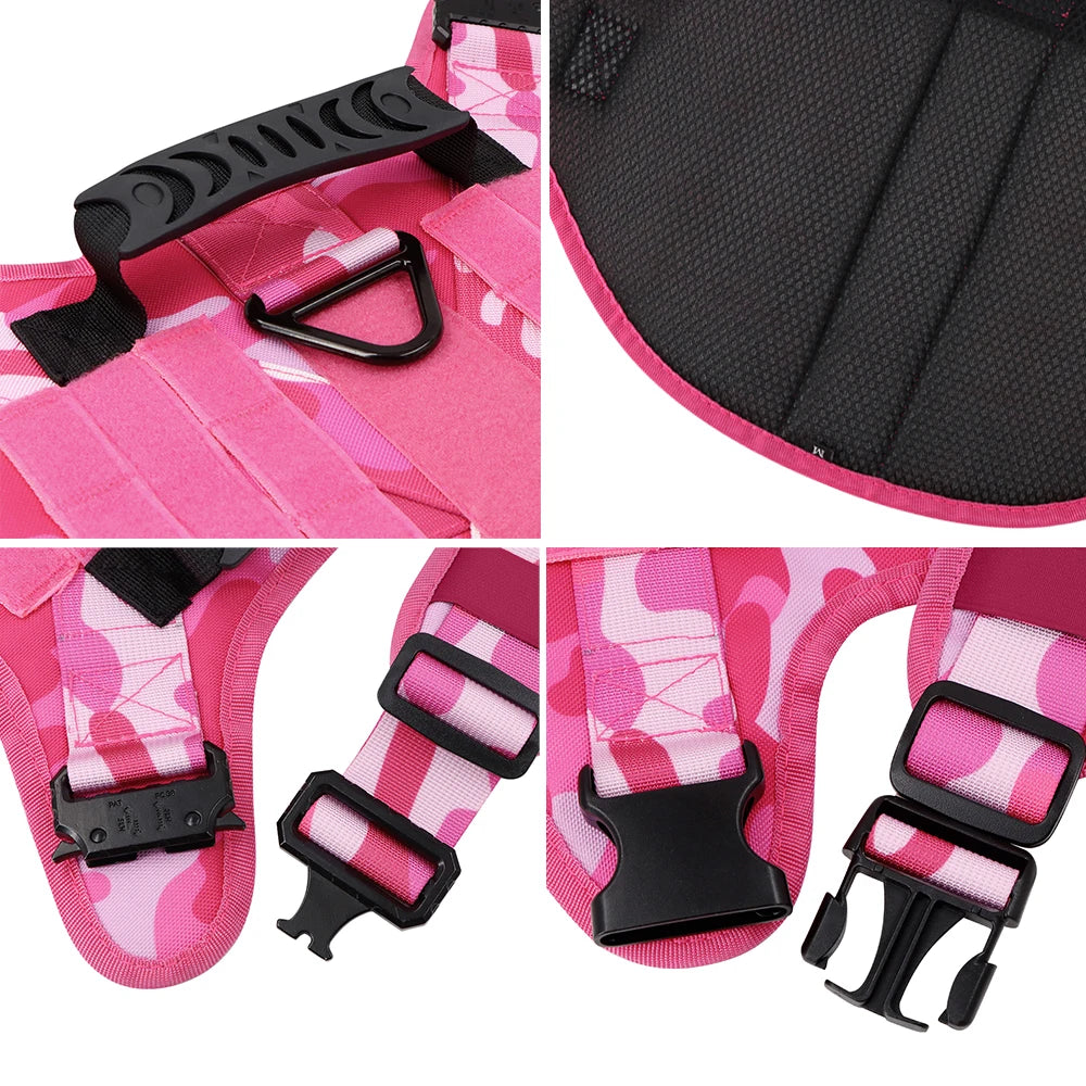 Camouflage Dog Harness Tactical Adjustable Leash For Large German Shepherds