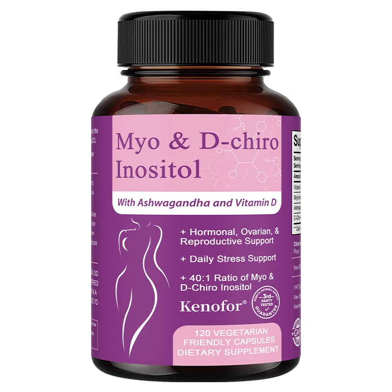 Inositol & Ashwagandha Capsules, Myo-Inositol with Vitamin D3, Ovarian & Hormone Balance, Nerve Health & Blood Sugar Support