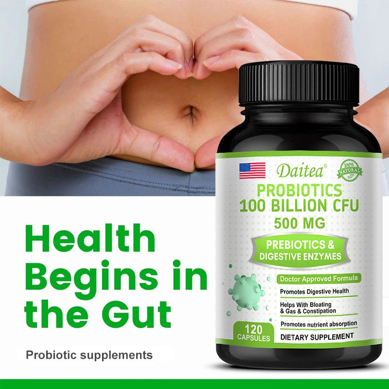 Probiotics 100 Billion CFU with Prebiotics & Digestive Enzymes, Gut Health, Digestion, Bloating Relief & Immune Support